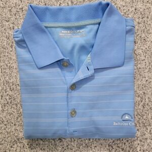 Nike Golf Mens Large‎ Dri Fit Blue Stripe Polo Shirt Barton Creek Logo